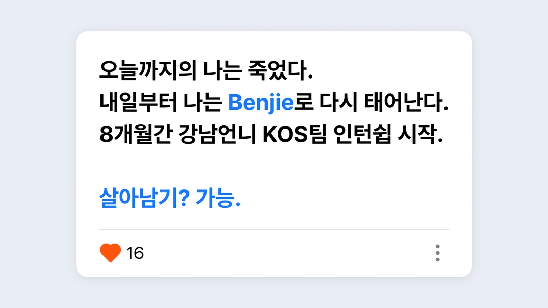 8개월만에 다시 태어난 인턴의 KOS팀 생존기